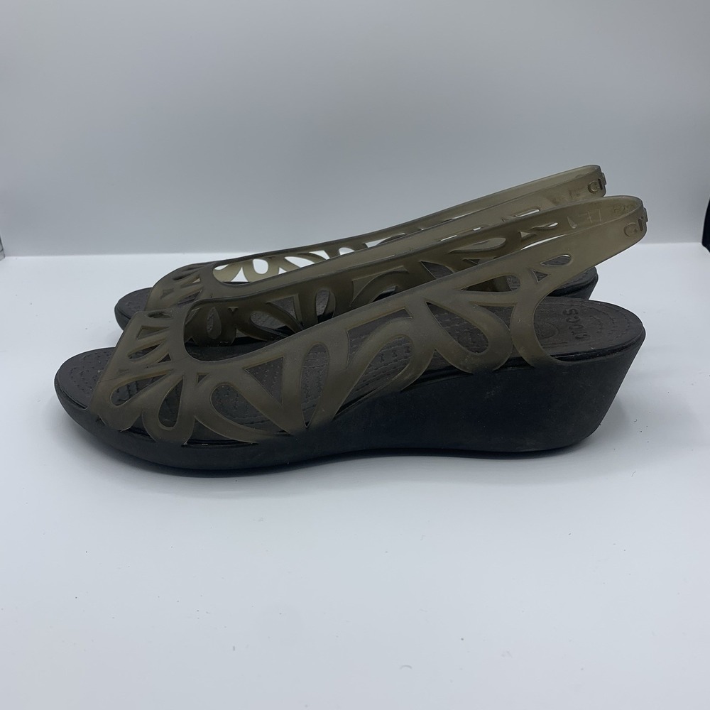 Crocs Adrina III Mini Wedge Sandals Women's 9 Espresso Brown Slip On Shoes